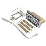 Musiclily Pro 52.5mm Modern 6-Screw Tremolo Bridge 36mm Solid Brass Block for Squier Strat Style Electric Guitar, Chrome