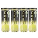 HEAD Tour XT Tennis Balls | for Professional Tournaments | Superior Touch | Optimized Control | Extended Longevity | Recommended for Hot Temperatures & Fast Clay & Hard Courts | 12 Balls (4 Cans)