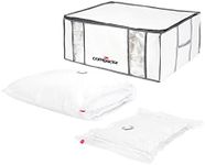 Compactor Set of 3 3D Semi-Rigid Vacuum Boxes | XXL and 2 Vacuum Bags Included | White/Transparent | 50X65X26.5 cm