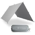 AquaQuest Guide Camping Tarp - Ultralight Tent Cover or Rain Fly - Waterproof Camping Gear Must Haves for Hiking, Hammock, Bivy & Survival, 13 x 10 ft, Stealth Gray