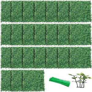 YITAHOME 24 PCS 20"x20" Artificial Grass Wall Boxwood Hedge Wall Panels Artificial Grass Backdrop Wall Privacy Fence with UV Protection for Outdoor Indoor Garden Fence Backyard