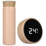 Belle Vous Pink Travel Coffee Mug with Smart LED Temperature Display - 280ml/9.5oz Stainless Steel Vacuum Insulated Bottle - Double-Walled Cup for Hot and Cold Drinks Including Tea, Coffee & Water