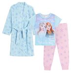 Disney Girls Frozen 2 Pyjamas + Bath Robe Kids Matching Nightwear Set Pjs + Dressing Gown Blue 2-3 Years