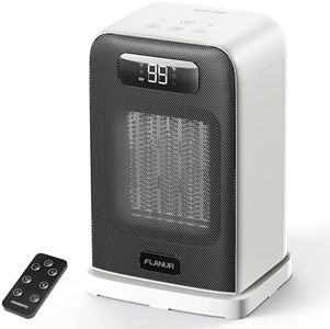 FLANUR Space Heaters for Indoor Use, 1500W Room Heater Fan 2 in 1 with Remote, Thermostat, LED Display, Overheat & Tip Over Protection, 12H Timer, 70° Oscillating Heater for Bedroom, White
