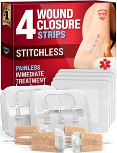 Emergency Wound Closure Strips - 4pk - 2 Types Laceration Closure Kit - Stitchless & Easy to Use - Butterfly Bandages