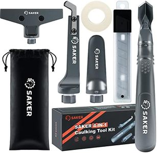 Saker 4 in 1 Caulking Tool Kit-Aluminum Sealant Finishing Tool Grout Remove Scraper Caulk Remover Glass Glue Angle Scraper for Bathroom,Kitchen,Floor,Window,Sink Joint,Frames Seal