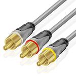 TNP Premium RCA Cable 3 plus 3 RCA to RCA Male to Male AV Cable, 6 Feet RCA Composite Audio Video Cables, Coaxial Subwoofer to Video, Gold-Plated RCA Adapter Cord RCA Connector Plug