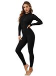 Speerise Adult Lycra Spandex Long Sleeve Turtleneck Unitard Bodysuit, Black, L