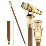 Nautical Wooden Walking Stick Victorian Walking Cane with Telescope Brass Handle Foldable Ideal Unisex