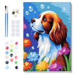 Lxmsja Paint by Numbers Kit for Adults Beginner Children with Frame, Dog Adult Kids' Paint by Numbers Kits on Canvas, Color by Numbers for Adults, Gifts for Women Home Decor, 8x12in