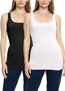 Women's Square Neck Long Length Tank Top 2 Pack Black | White 4X