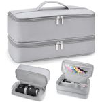 Grey Hair Dryer Travel Bag: Portable Double-Layer Organiser Storage Bag - Hot Air Brush Carrying Case Compatible with Hair Dryer Brush/Volumizer/Styler/Shark FlexStyle/Hot Tools - Bag Only