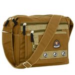 TULMAN Canvas Sling Cross Body Travel Bag, College Messenger One Side Shoulder Bag, Multi Pocket Sling Bag for Men & Women - 30 x 13 x 26 CM - Brown