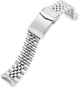 MiLTAT 20mm Super-JUB Watch Band compatible with Seiko 5 Sports 40mm SRPE51 SRPE53 SRPE57 SRPG35 V-Clasp 2-Tone Polished