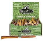 Redbarn Straight 12" Bully Sticks for Dogs. Natural, Grain-Free, Highly Palatable, Long-Lasting Dental Chews Sourced from Free-Range, Grass-Fed Cattle (Pack of 12)