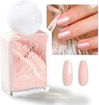 modelones Shimmer Pink Nail Polish, Peachy Pink Iridescent 15 ml Quick Dry Nail Lacquer Strengthener Long Last Shine Fingernail Toe Nail Art DIY Home Travel Manicure Gift for Women Girls 0.5 Fl Oz