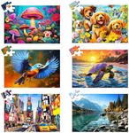 36 Large Piece Puzzles for Seniors 6 Pack,Dementia Puzzles Turtle Dog Bird Mushroom Beach Lake Jigsaw Puzzle Dementia Alzheimer's Products and Activities for Seniors Elderly Adult