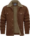 TACVASEN Trucker Jacket for Men Sherpa Fleece Lining Jacket Casual Cargo Jacket Corduroy Jacket Winter Thick Lapel Jackets Brown