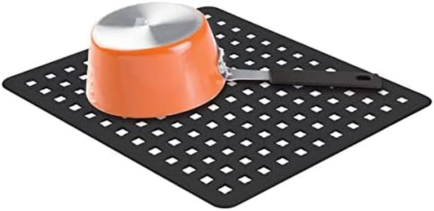 InterDesign Euro Kitchen Sink Protector Mat, Regular, Black 11in x 12.5in (28cm x 31.8cm)