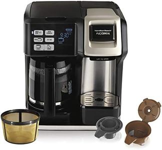 Hamilton Beach FlexBrew Trio 2-Way Coffee Maker, Compatible with K-Cup Pods or Grounds, Single Serve & Full 12c Pot, Permanent Gold-Tone Filter, Black & Silver