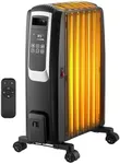 Oil Filled Radiator Heater, Electric Radiant Heaters for Indoor Use Large Room, Portable Space Heater with ECO Mode, Quiet Heating with Remote Control, 24H Timer, Tip-over & Overheat Protection