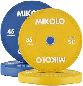 Mikolo Olympic Bumper Plates & Barbell Plates 2-Inch Weight Plate Set - Steel Insert, Low-Bounce & Quiet for Home Gym Strength Training (35+45LB Set)
