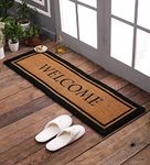 SWHF Natural Coir Printed Double Doormat (Natural) Long-Lasting, Anti-Slip, Heavy Duty Thick Entryway Rug with PVC Backing for Indoor & Covered Door Entrances 120 x 40 cm