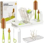 YOTIME Travel Bottle Brush, Travel Bottle Cleaner Kit with Foldable Bottle Drying Rack, for Visit Friends and Relations, Baby Travel Essentials, BPA Free, White