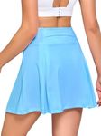 Monbessi Women's Tennis Skirt with Shorts Pockets Golf Skorts Elasticated Waist Ladies Activewear Skirts Athletic Skirts for Sport Workout Running (XS, Blue)