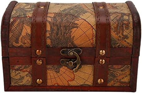 QANYEGN Wooden Decorative Treasure Chest, Chest with Lock and Lid, Vintage Treasure Chest Box, Handcrafted Treasure Chest for Accessory Jewelry Storage, Home Decoration