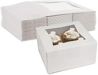 MT Products White Cupcake Boxes with Window - 6" X 6" X 3” (25 Pieces) Auto Pop-up Bakery Box - Made in the USA