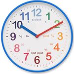 Acctim Wickford Kids Teaching Wall Clock Quartz Rainbow Dial Quarter Markers Blue 20cm 22529