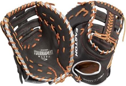 Easton | TOURNAMENT ELITE Baseball First Base Mitt | 12.5" | Single Post Double Bar Web | Right Hand Throw | Black/Tan