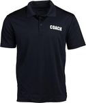 Coach | Coaching Polo Shirt - Royal Blue, Red, Green, Navy, Black Performance Men Women Collared Shirt, Black, 3X-Large