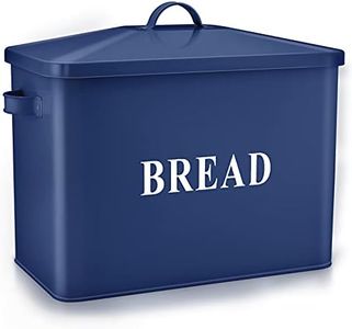 TeamFar Bread Box, 13.4’’ x 9.8’’ x 7.5’’ Stainless Steel Metal Large Modern Classi Farmhouse Bread Container with Lid for Kitchen Countertop, High Capacity Bread Storage & Holds 2+ Loaves-Blue