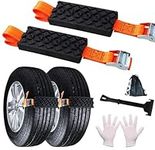 2PCS Snow Chains Anti-Skid Tire Chain Anti-Slip Snow Block Tire Traction Device for Emergency Snow,Mud and Sand Tire Chains for Universal Vehicle Tire Car/SUV/Trucks/Sedan, Rubber