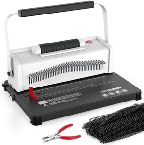 Electric Coil Spiral Binding Machine with 20 Sheet Punch Capacity & 46 Disengaging Pins, 4:1 Pitch, Adjustable Side Margin with 100pcs 5/16'' Coil Binding Spines, 30 PVC Covers&1pcs Plier (Off-White)