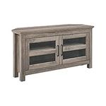 Walker Edison WE Furniture 44" Modern Farmhouse Wood Corner TV Stand - Grey Wash, Grey Wash