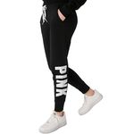 Victoria's Secret Pink Fleece Joggers, Pure Black, Medium