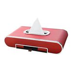 PU Leather Car Tissue Box,MoreChioce Multifunctional Car Dashboard Tissue Holder Tissue Dispenser Box Universal Napkin Holder Internal Accessories for Most Cars,Red