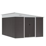 Outsunny 11' x 9' Steel Garden Storage Shed, Outdoor Metal Tool House with Double Sliding Doors & 2 Air Vents, Grey