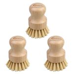 Bamboo Dish Brush - 3 Pcs Soft Natural Bamboo Wok Brush, Dish Scrub Brush, Pot Scrubber, Dish Scrubber Brush, Dishwashing Brush for Cleaning Pans, Pots and Sink