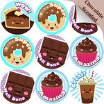 120 Chocolate Praise Words 30mm Scented Reward Stickers for Teachers, Parents and Party Bags