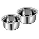 Vinod Stainless Steel, Sandwich Bottom, Tope Set 5 litres and 6 litres - 2 Pieces (Induction and Gas Stove Friendly) Without Lids,2 Years Warranty, Silver