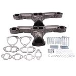 1 SET SHLPDFM Ground smooth Plain Rams Horn Exhaust Manifolds WITH all gaskets and hardware Compatible with Small Block Chevy SBC 283 305 327 350 400