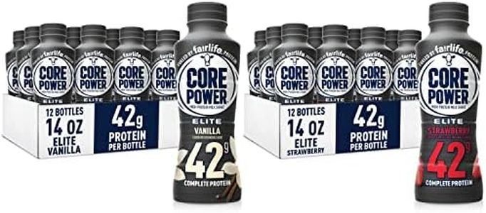 Fairlife Core Power Elite 42g High Protein Milk Shake, Flavor Variety, Strawberry, 14 Fl Oz (Pack of 12) & Vanilla, 14 Fl Oz (Pack of 12)