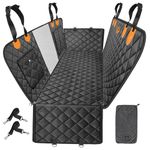 Dog Car Seat Cover 5 in 1 with free Micro Fiber Towel, Waterproof Back Seat Protector with Mesh Window And Storage Pocket, Non Slip Scratch Proof Machine Washable, Universal fits Trucks SUV