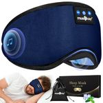 Musicozy Sleep Headphones Bluetooth Eye Mask,Soft Sleep Mask Headphones -100% Blackout Sleep Masks with Thin Speakers & 14Hrs Playtime for Long Time of Comfortable Sleeping,Unisex Gifts for Men Women