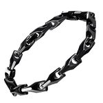 URBAN JEWELRY Classy Men's Solid Heavy Wheat Tungsten Carbide Bracelet - 3 Sided Links (23 cm, Black)