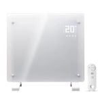 Devola Wifi Enabled Smart Electric Glass Panel Heater 500W | Alexa Heating Control, Open Window Detection, Wall Mounted & Free Standing Low Energy Heaters with Timer | Lot 20, DVPW500WH (White)